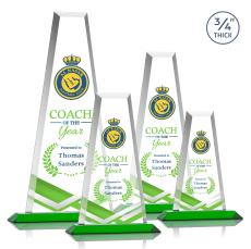 Imperial Full Color Green Towers Crystal Award - Crystal Awards