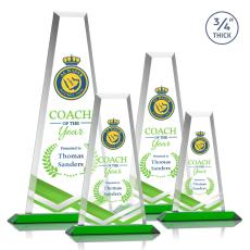 Imperial Full Color Green Towers Crystal Award - Colored Crystal Awards