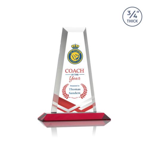 Awards and Trophies - Crystal Awards - Imperial Full Color Red Towers Crystal Award