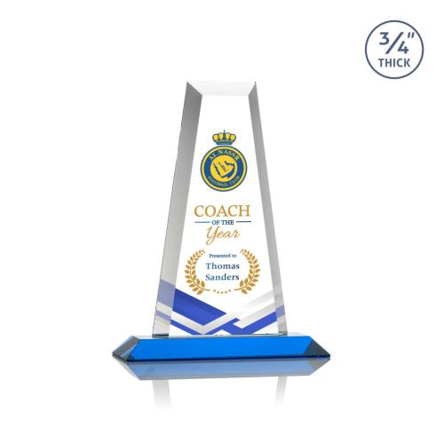 Awards and Trophies - Crystal Awards - Imperial Full Color Sky Blue Towers Crystal Award