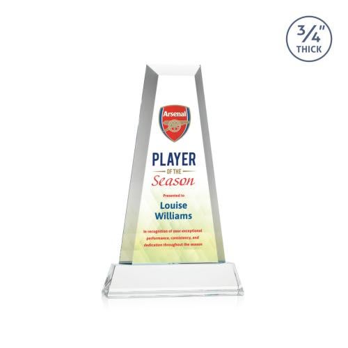 Awards and Trophies - Crystal Awards - Imperial  Full Color Clear on Newhaven Base Towers Crystal Award