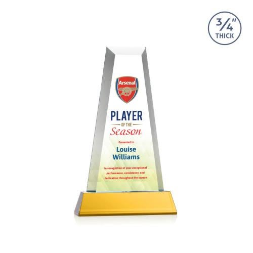 Awards and Trophies - Crystal Awards - Imperial Full Color Amber on Newhaven Base Towers Crystal Award
