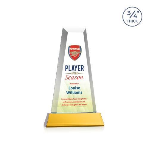 Awards and Trophies - Crystal Awards - Imperial Full Color Amber on Newhaven Base Crystal Award