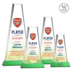 Imperial Full Color Green on Newhaven Base Towers Crystal Award - Crystal Awards