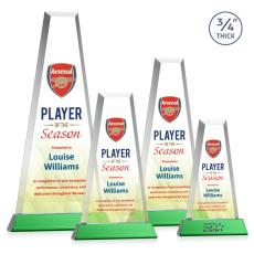 Imperial Full Color Green on Newhaven Base Towers Crystal Award - Full Color Imprint