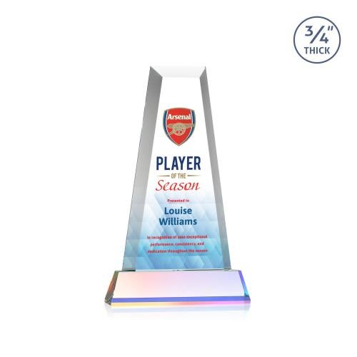 Awards and Trophies - Crystal Awards - Imperial Full Color Prismatic on Newhaven Base Towers Crystal Award