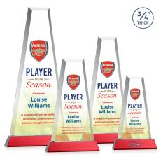 Imperial Full Color Red on Newhaven Base Towers Crystal Award - Crystal Awards