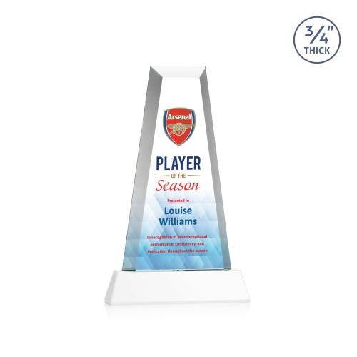 Awards and Trophies - Crystal Awards - Imperial Full Color White on Newhaven Base Towers Crystal Award