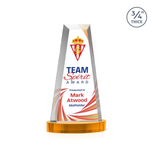 Awards and Trophies - Crystal Awards - Imperial Full Color Amber on Alberton Base Towers Crystal Award