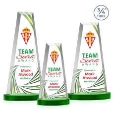 Imperial Full Color Green on Alberton Base Towers Crystal Award - Awards and Trophies
