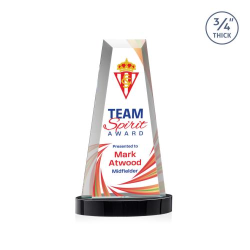 Awards and Trophies - Crystal Awards - Imperial Full Color Black on Alberton Base Towers Crystal Award