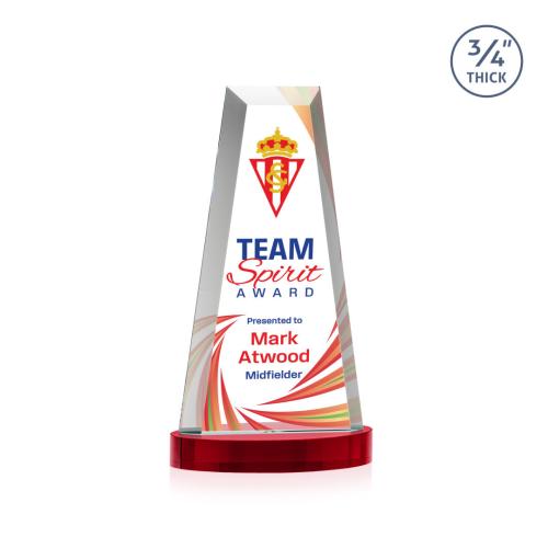 Awards and Trophies - Crystal Awards - Imperial Full Color Red on Alberton Base Towers Crystal Award