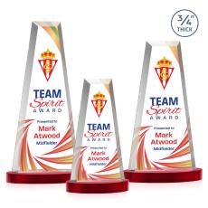 Imperial Full Color Red on Alberton Base Towers Crystal Award - Crystal Awards