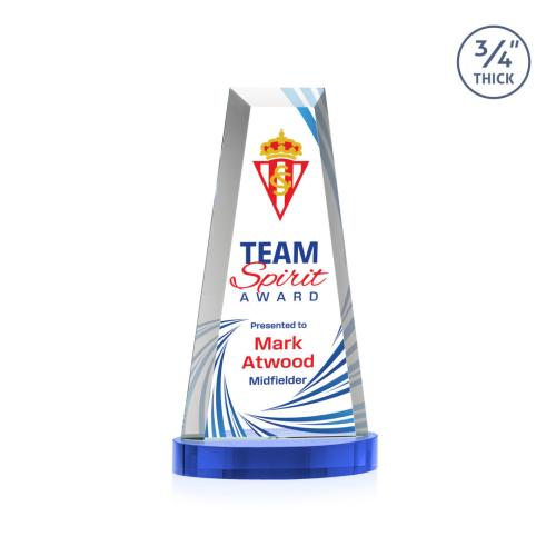 Awards and Trophies - Crystal Awards - Imperial Full Color Sky Blue on Alberton Base Towers Crystal Award