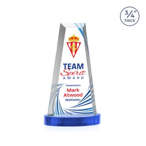 Awards and Trophies - Crystal Awards - Imperial Full Color Sky Blue on Alberton Base Towers Crystal Award