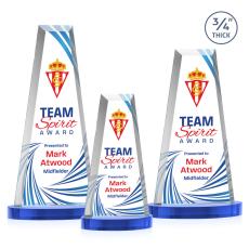 Imperial Full Color Sky Blue on Alberton Base Towers Crystal Award - Crystal Awards