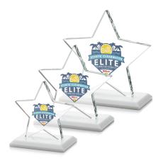 Sudbury Full Color White Star Crystal Award - Star Awards
