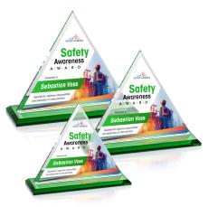 Dresden Full Color Green Pyramid Crystal Award - Crystal Awards