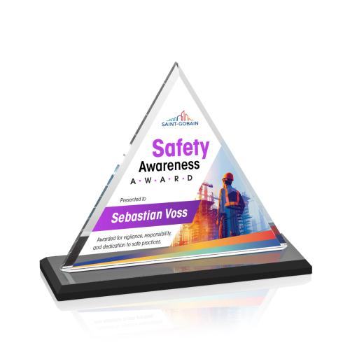 Awards and Trophies - Crystal Awards - Dresden Full Color Black Crystal Award