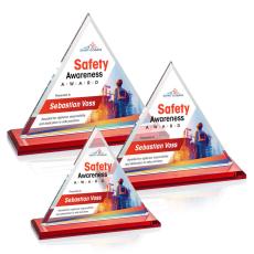Dresden Full Color Red Pyramid Crystal Award - Colored Crystal Awards
