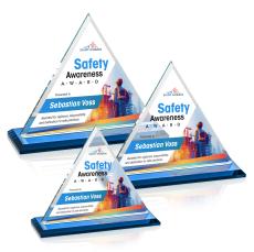 Dresden Full Color Sky Blue Pyramid Crystal Award - Crystal Awards