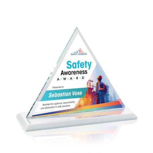 Awards and Trophies - Crystal Awards - Dresden Full Color White Pyramid Crystal Award