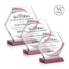 Pickering Full Color Red Polygon Crystal Award - Full Color Imprint