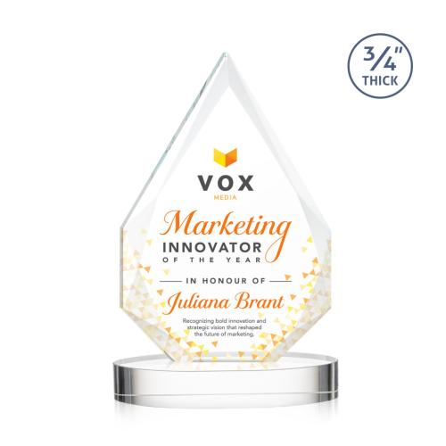 Awards and Trophies - Crystal Awards - Hawthorne Full Color Clear on Alberton Base Peaks Crystal Award