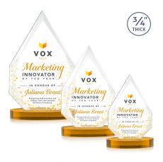 Hawthorne Full Color Amber on Alberton Base Peaks Crystal Award - Crystal Awards