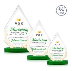 Hawthorne Full Color Green on Alberton Base Peaks Crystal Award - Crystal Awards