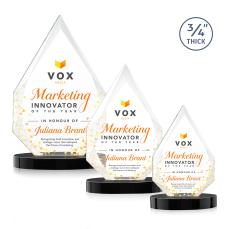 Hawthorne Full Color Black on Alberton Base Peaks Crystal Award - Crystal Awards