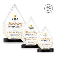 Hawthorne Full Color Black on Alberton Base Peaks Crystal Award - Full Color Imprint