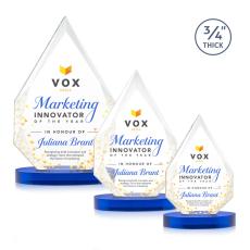 Hawthorne Full Color Blue on Alberton Base Peaks Crystal Award - Colored Crystal Awards