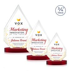 Hawthorne Full Color Red on Alberton Base Peaks Crystal Award - Crystal Awards