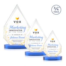 Hawthorne Full Color Sky Blue on Alberton Base Peaks Crystal Award - Crystal Awards