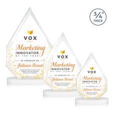 Hawthorne Full Color White on Alberton Base Peaks Crystal Award - Full Color Imprint