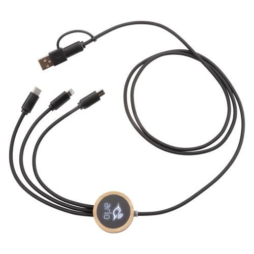 Promotional Products - Tech & Accessories  - Power Cables - Cirrina Light Up Charging Cable w/Bamboo