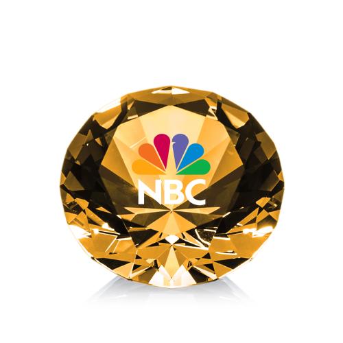 Awards and Trophies - Full Color Imprint - Gemstone Full Color Amber Crystal Award