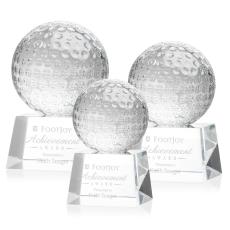 Golf Ball Globe on Robson Base Crystal Award - Globe Awards