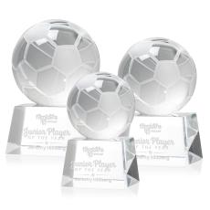 Soccer Ball Globe on Robson Base Crystal Award - Globe Awards