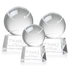 Tennis Ball Globe on Robson Base Crystal Award - Awards and Trophies