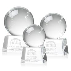 Baseball Globe on Robson Base Crystal Award - Crystal Awards