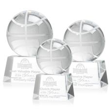 Basketball Globe on Robson Base Crystal Award - Awards and Trophies