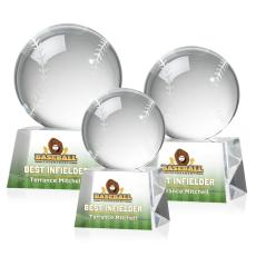 Baseball Full Color Globe on Robson Crystal Award - Globe Awards