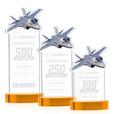 Top Gun Amber on Alberton Base Unique Crystal Award - Crystal Awards