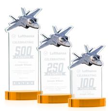 Top Gun Amber on Alberton Base Unique Crystal Award - Awards and Trophies