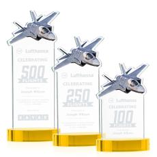 Top Gun Gold on Alberton Base Unique Crystal Award - Crystal Awards