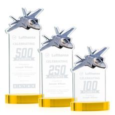 Top Gun Gold on Alberton Base Unique Crystal Award - Awards and Trophies