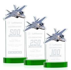Top Gun Green on Alberton Base Unique Crystal Award - Crystal Awards