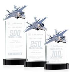 Top Gun Black on Alberton Base Unique Crystal Award - Crystal Awards